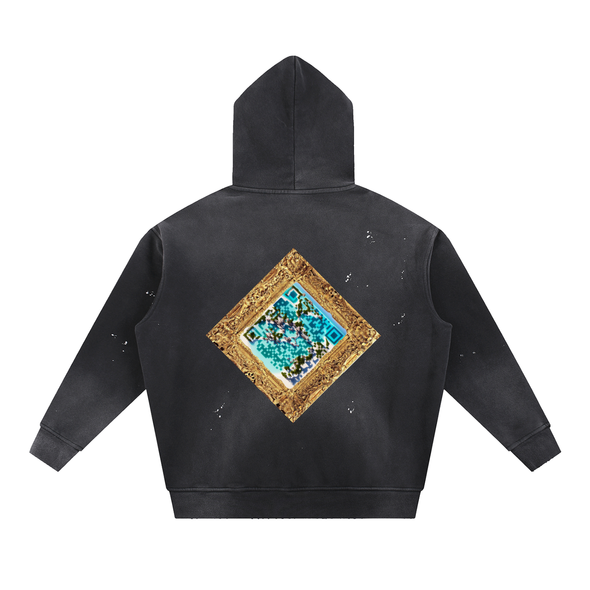 Vintage Washed Frayed Fleece Hoodie