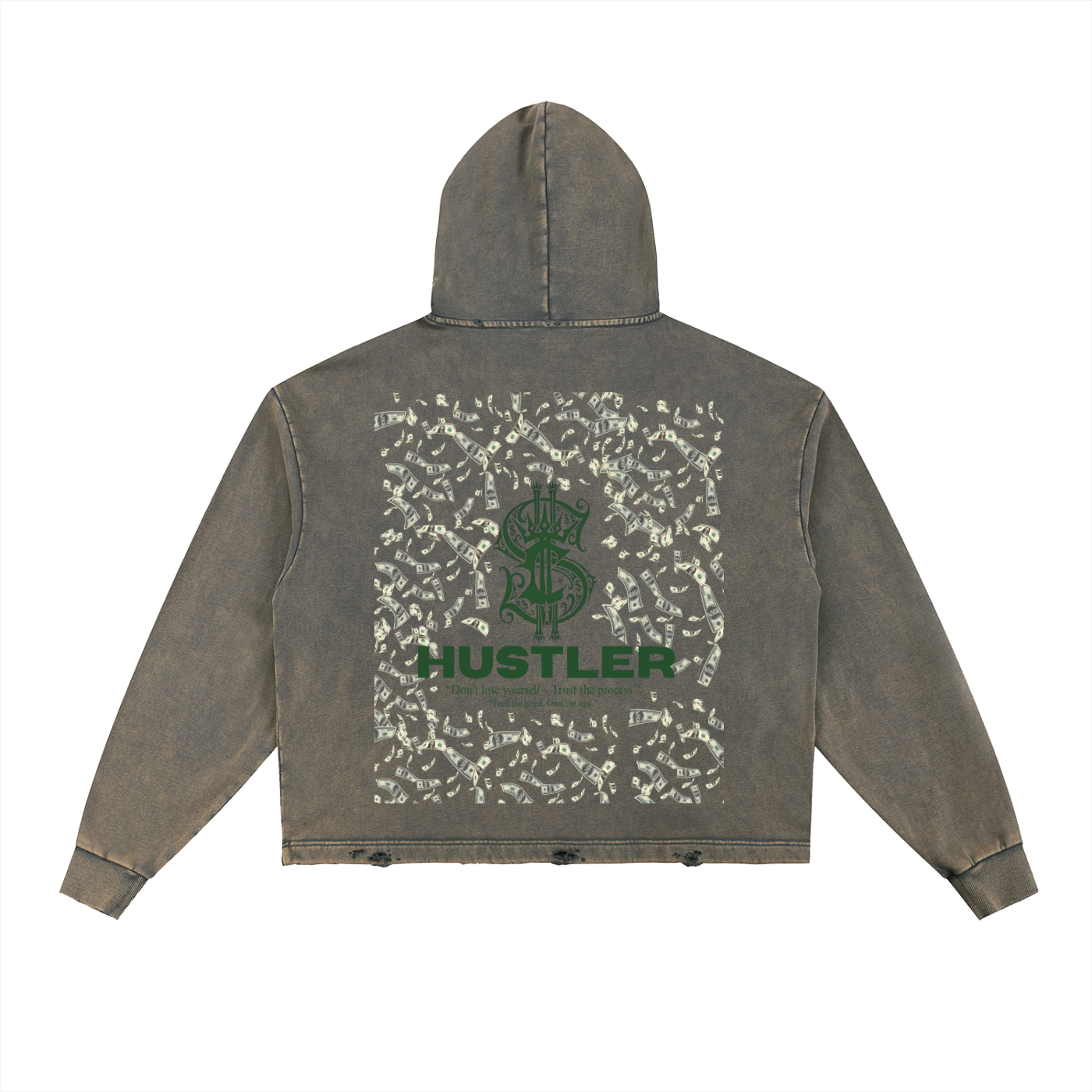Vintage Washed Frayed-Hem Hoodie