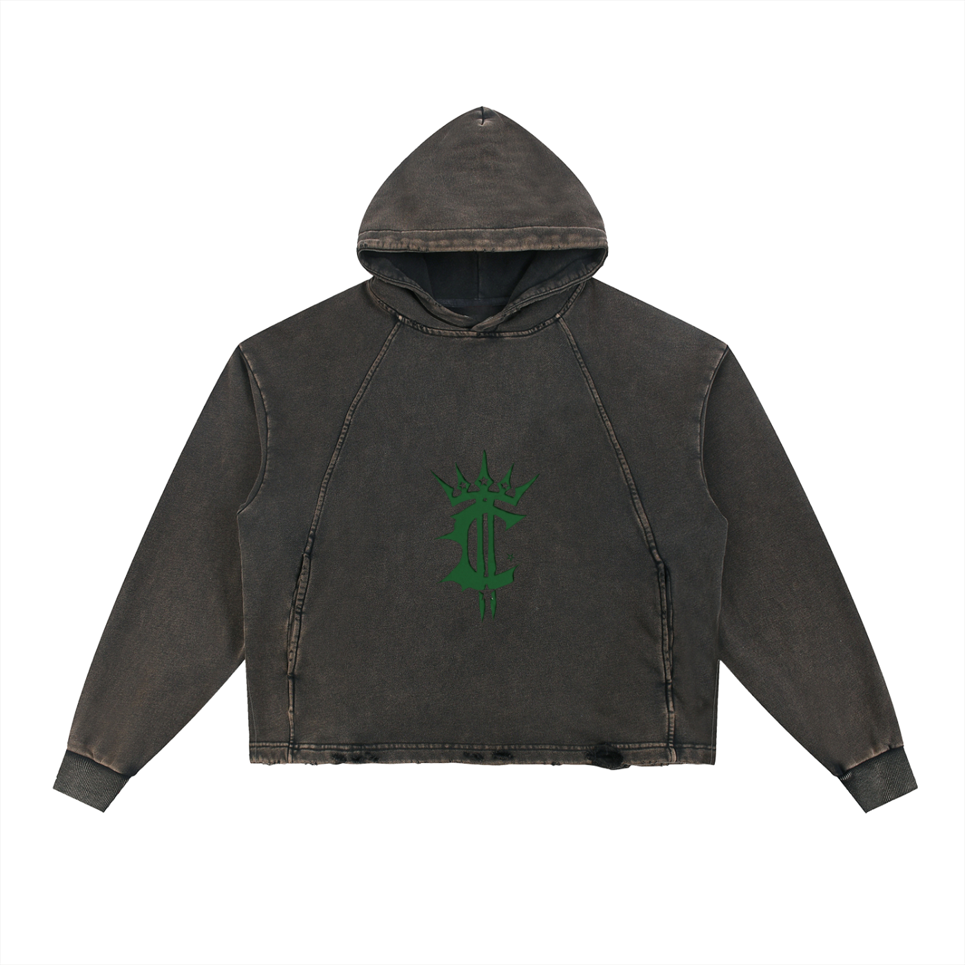 Vintage Washed Frayed-Hem Hoodie