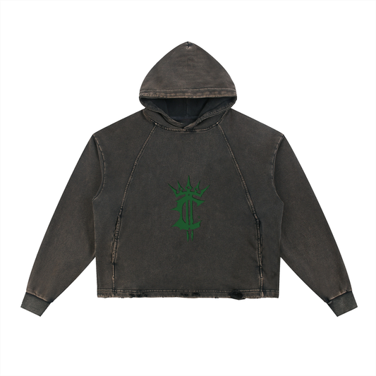 Vintage Washed Frayed-Hem Hoodie