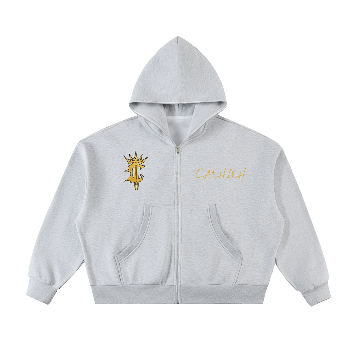 Fleeced Full-Zip Boxy Hoodie