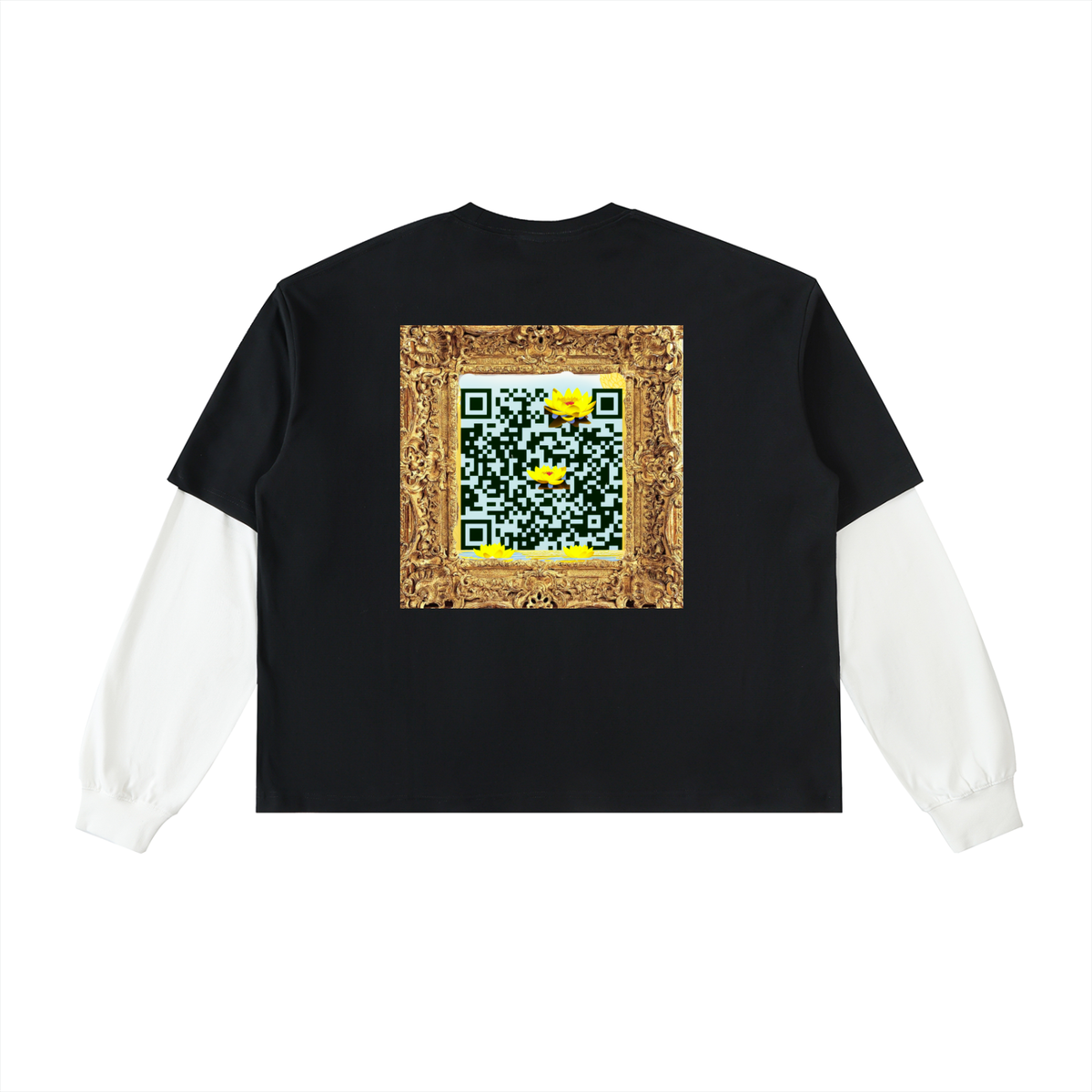 Layered Contrast Sleeve Cotton T-Shirt