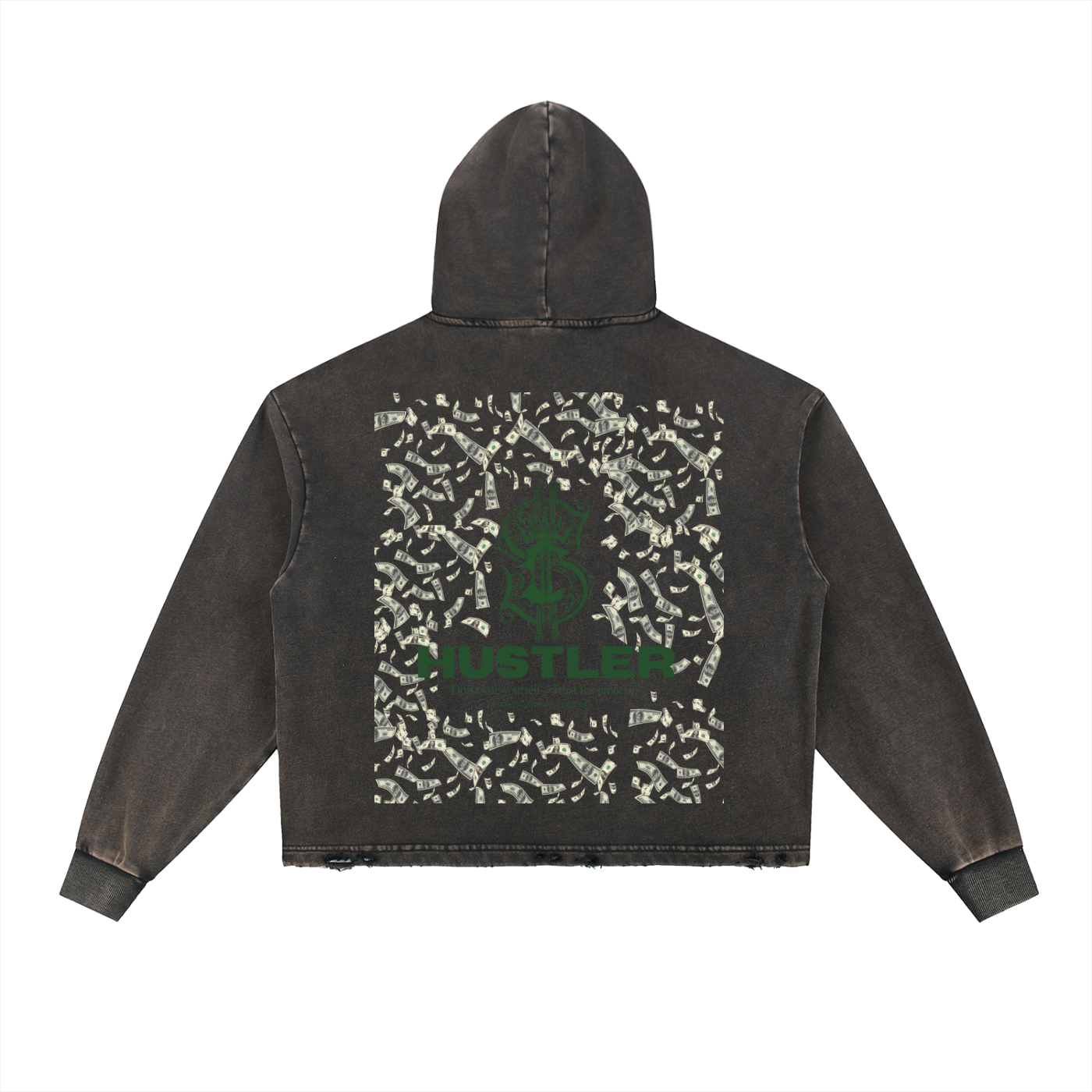 Vintage Washed Frayed-Hem Hoodie