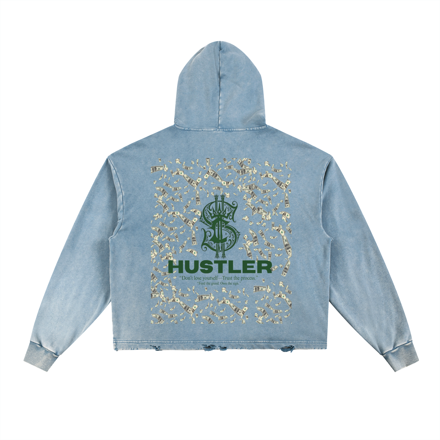 Vintage Washed Frayed-Hem Hoodie