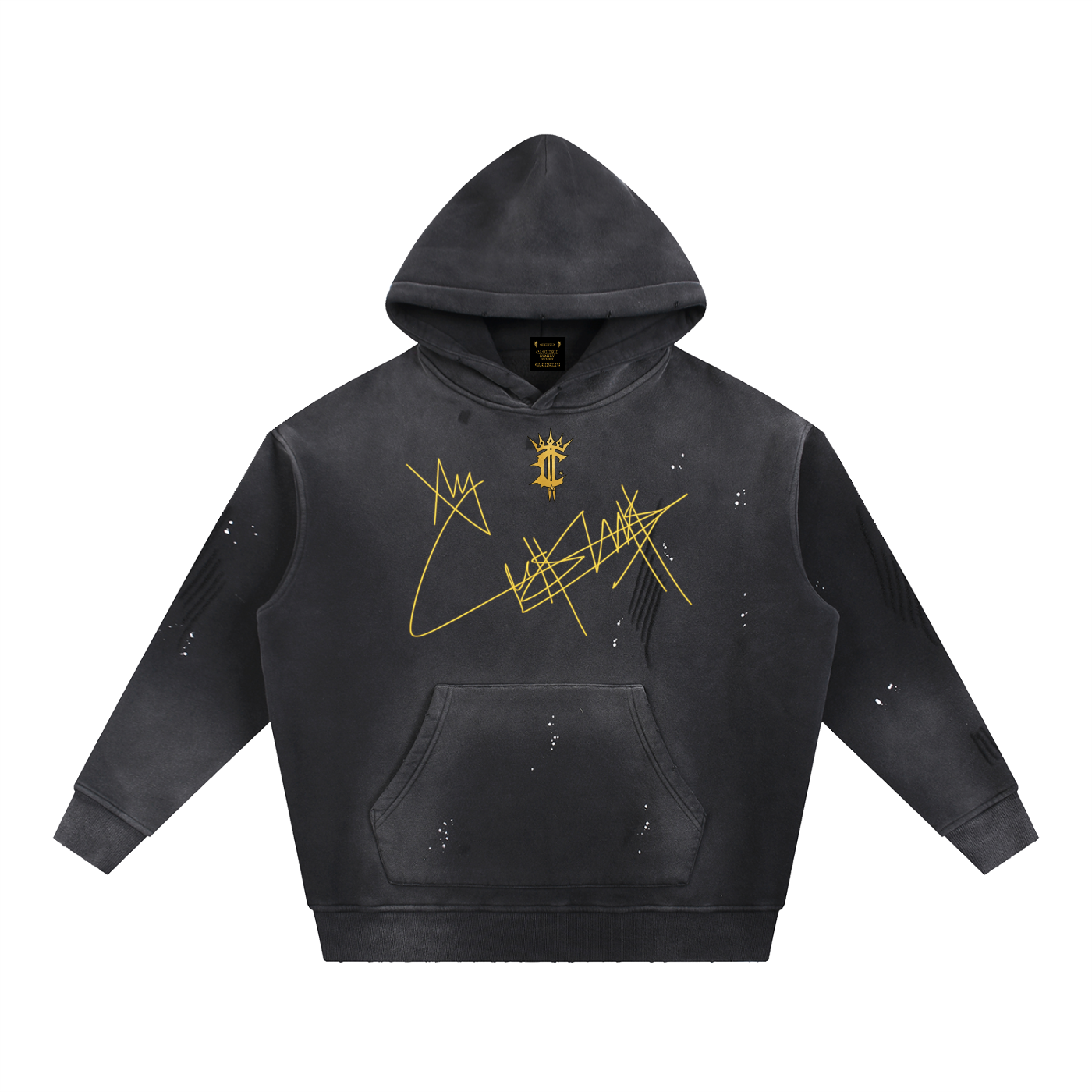 Vintage Washed Frayed Fleece Hoodie